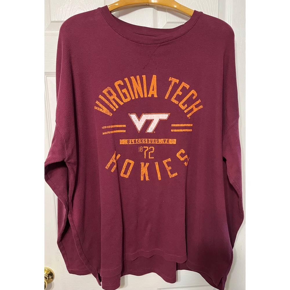 OVB Virginia Tech Hokies Waffle Knit Mens Size 4XL Maroon‎ Pullover Shirt